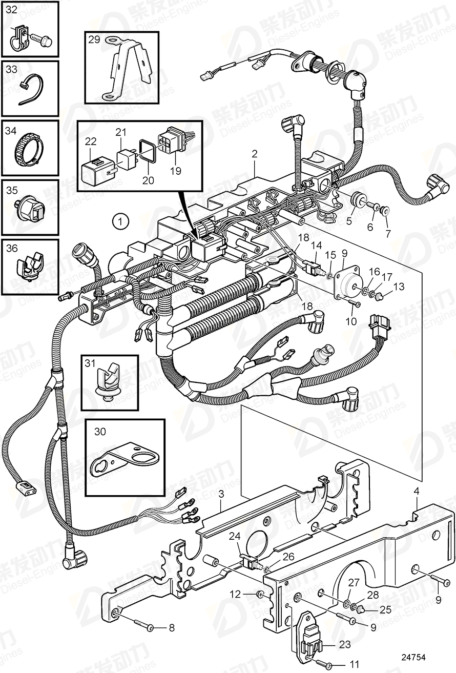 VOLVO Cable harness module 21220526 Drawing